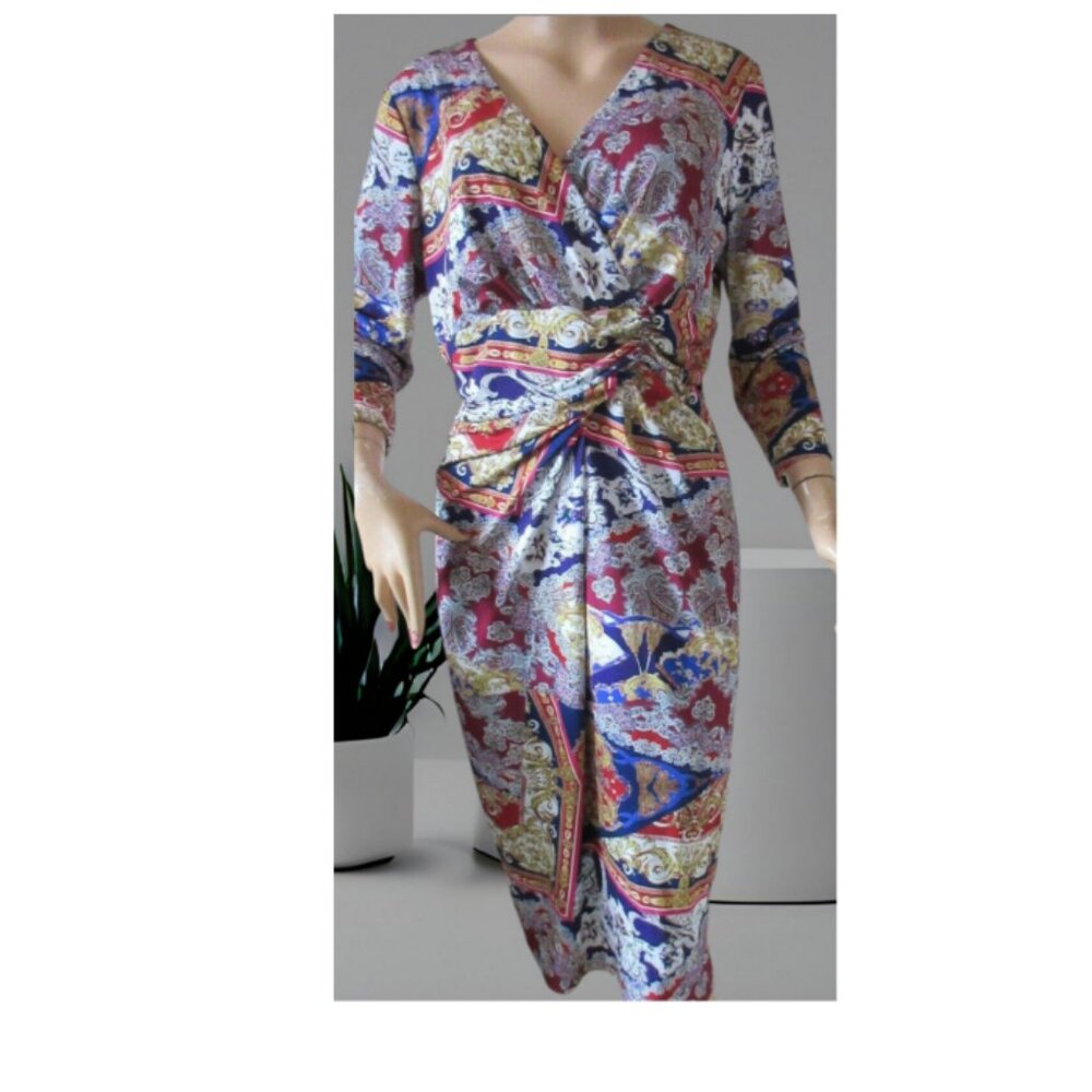 Anthea Crawford Stunning Print Dress Women's 18 Made in Australia